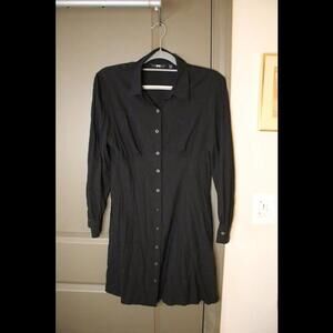 UNIQLO Black Button-Down Shirt Dress